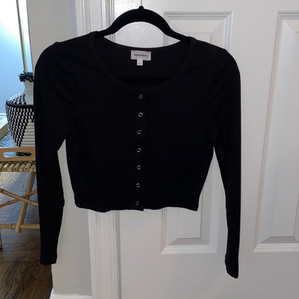 By Superdown Black Button Down Crew Neck! Wear Al… - image 6